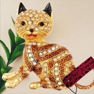Betsey Johnson Jeweled Cat Brooch